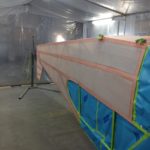 Fuselage in paint booth before silver.